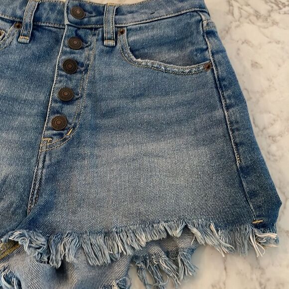 Curve love High Rise Shorts NWOT 24/00 button fly distressed - Picture 5 of 7